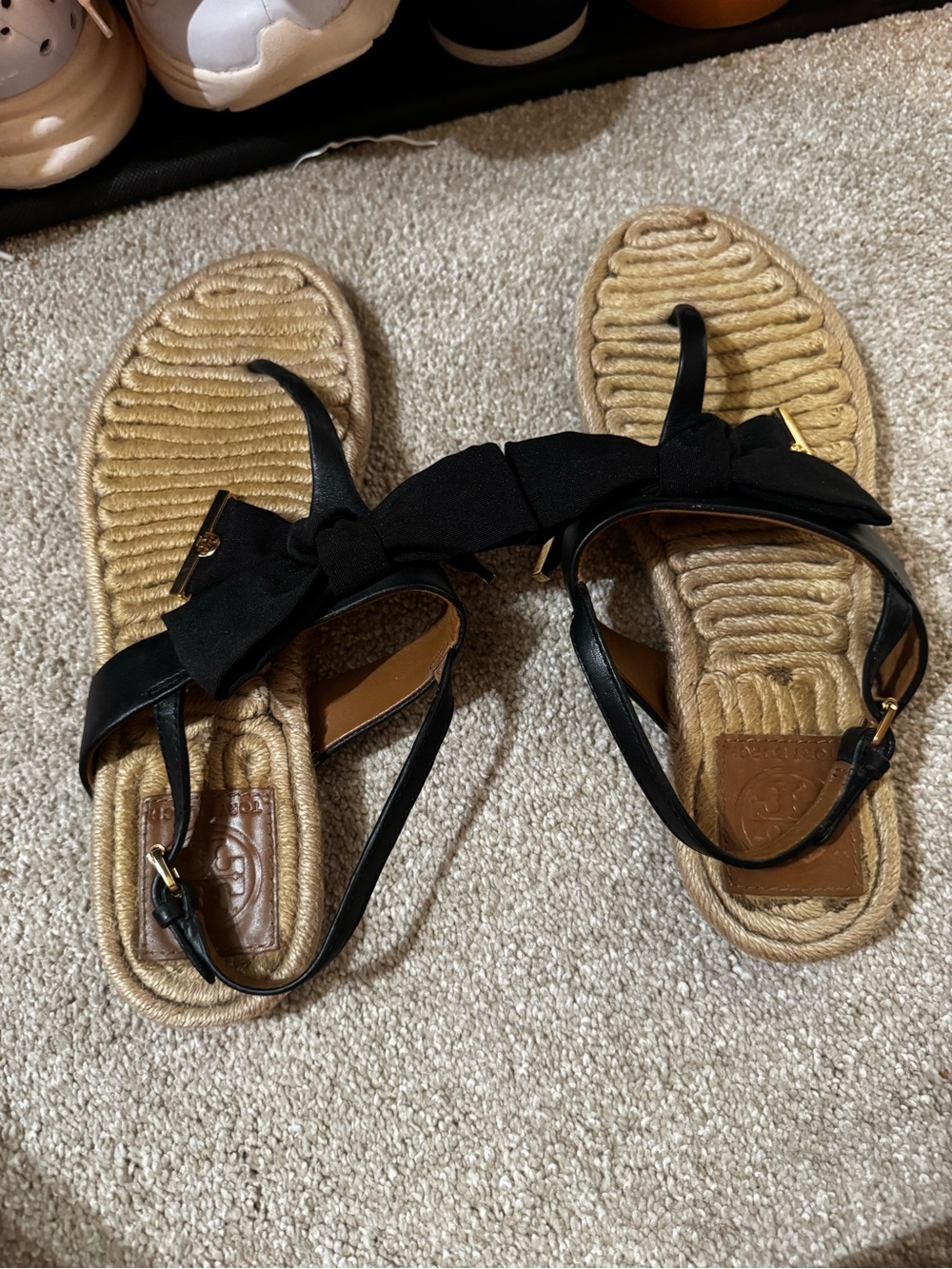 Tory Burch Black Bow Espadrille-Style Slingback Sandals